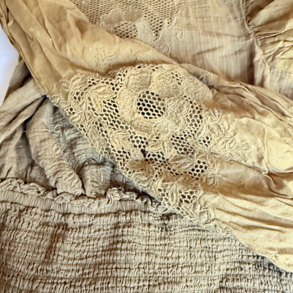 Anthropologie Olive Lace-Inset Balloon Sleeve Blouse - Picture 8 of 10